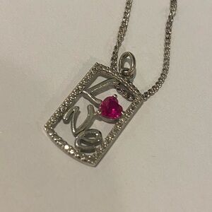 Silver Necklace with Pink Gemstone